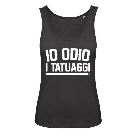CANOTTA LADY IO ODIO I TATUAGGI - NERA - FRONTE