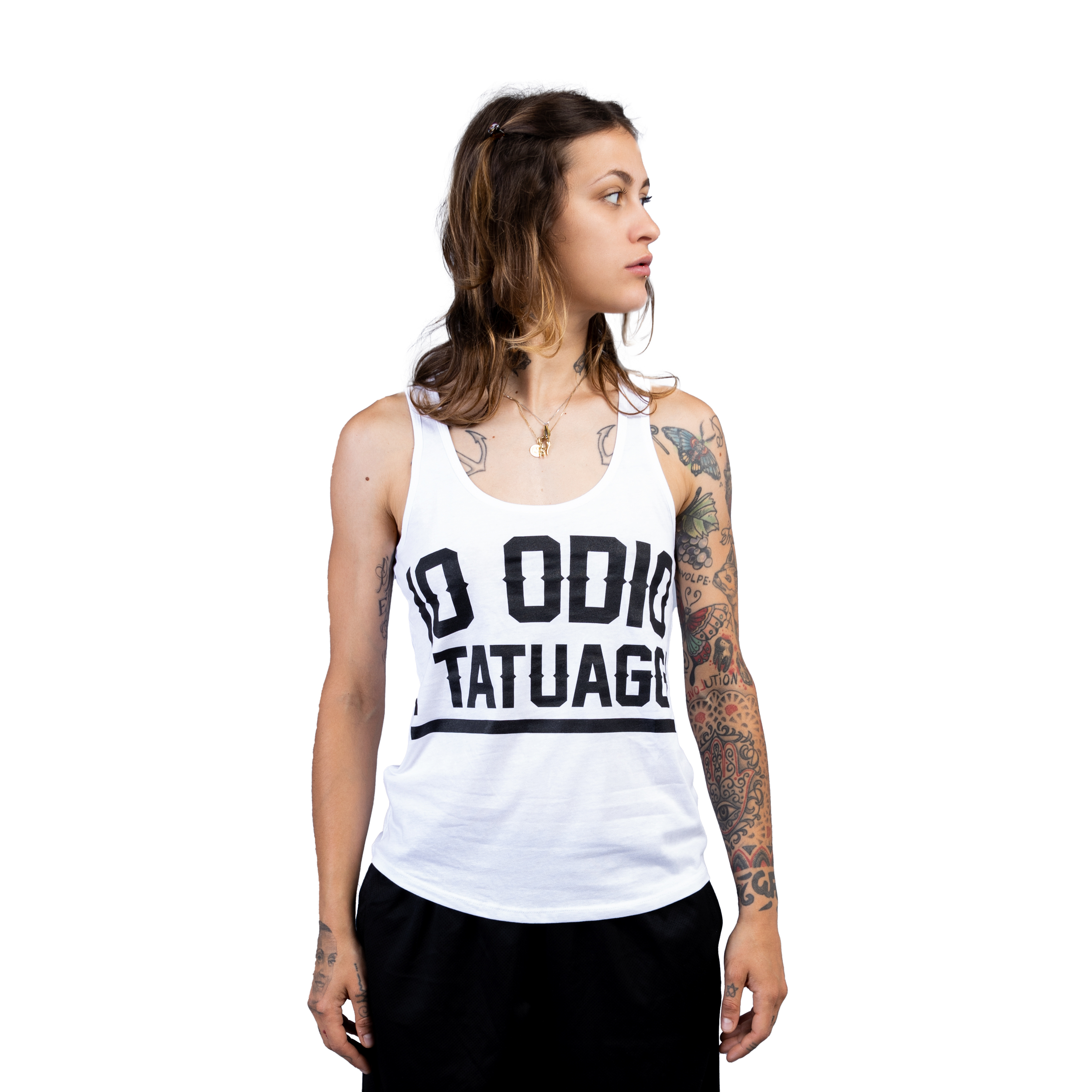 CANOTTA LADY IO ODIO I TATUAGGI - BIANCA - FRONTE