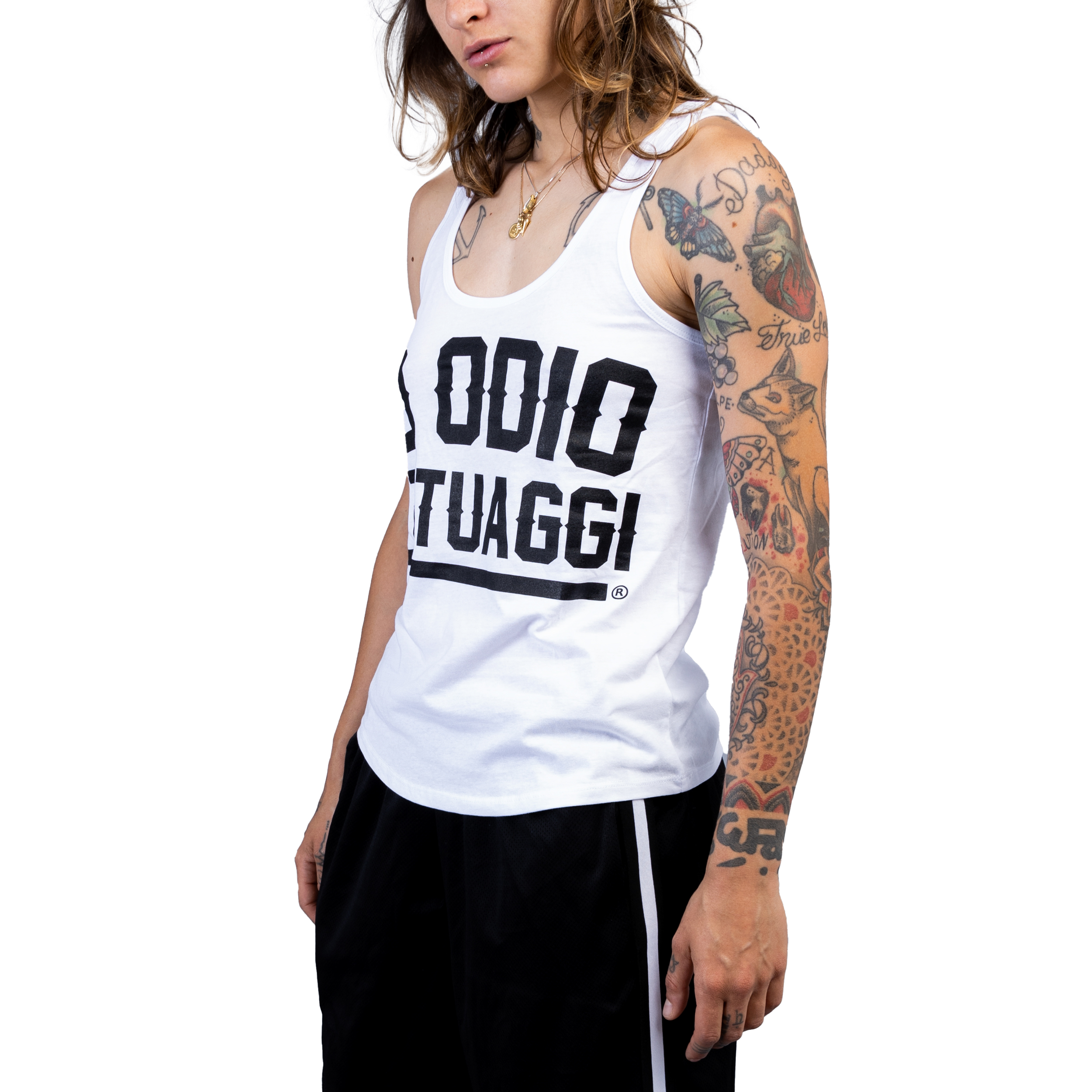 CANOTTA LADY IO ODIO I TATUAGGI - BIANCA - FRONTE