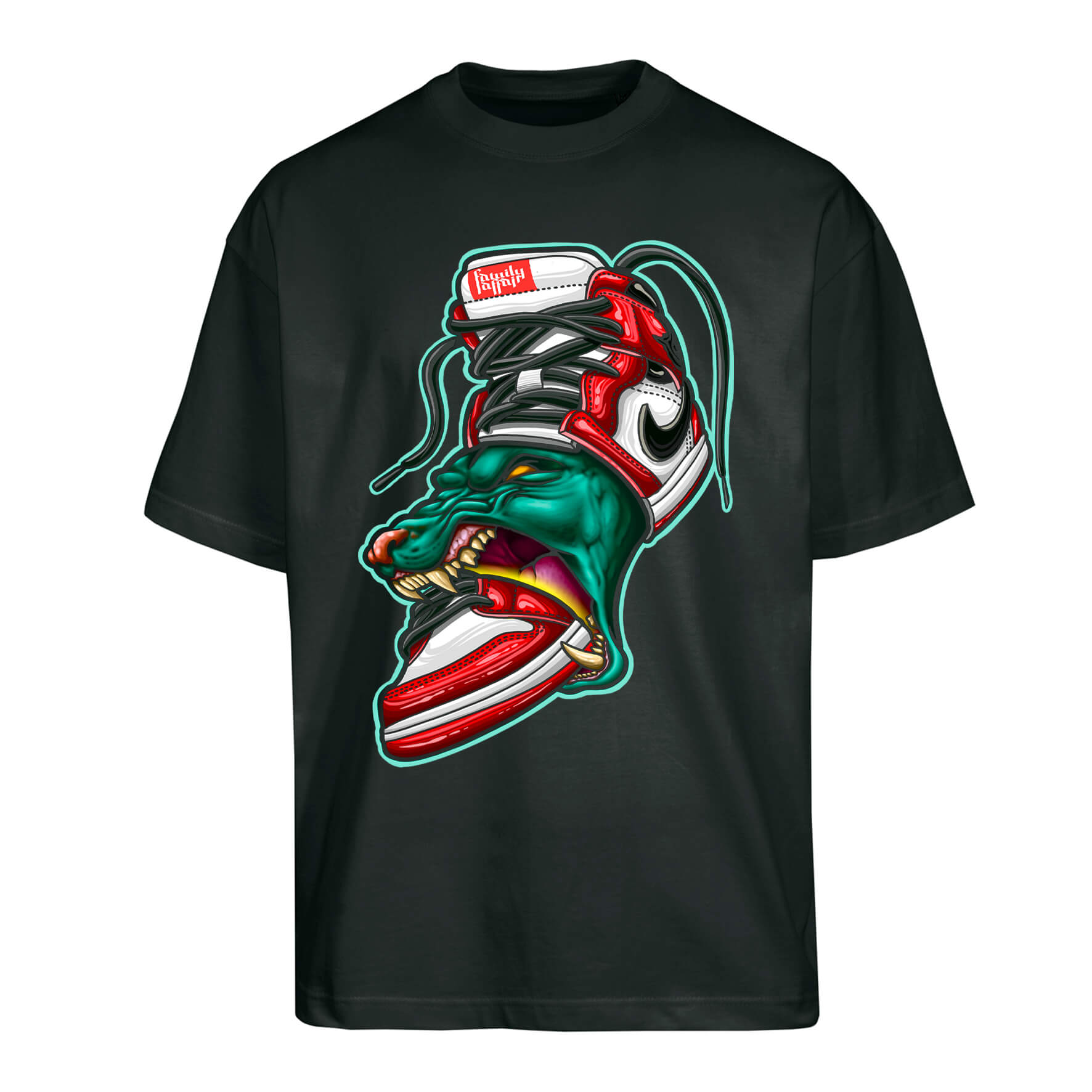 T-SHIRT OVERSIZE BAD SNEAKER - ANTIKORPO BRAIN - NERA - FRONTE