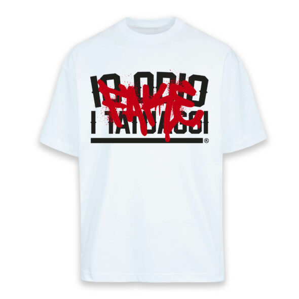 T-SHIRT IO ODIO I TATUAGGI FAKE - UNISEX BIANCA - FRONTE