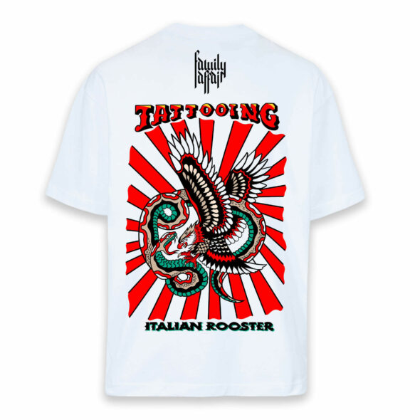 T-SHIRT OVERSIZE ITALIAN ROOSTER - ANDREOLI - BIANCA - RETRO