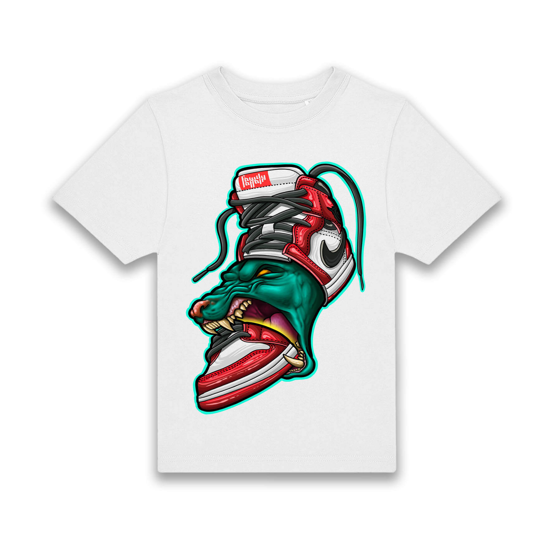 T-SHIRT BAMBINO - BAD SNEAKER -ANTIKORPO -BIANCA - FRONTE