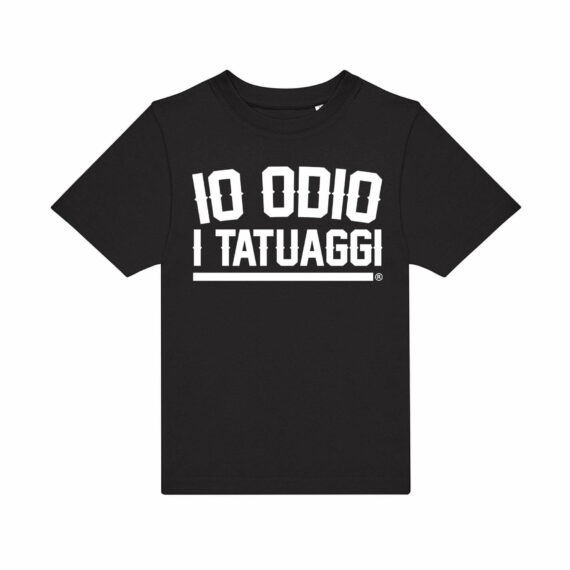 T-SHIRT BAMBINO IO ODIO I TATUAGGI - NERA/ SCRITTA BIANCA - FRONTE