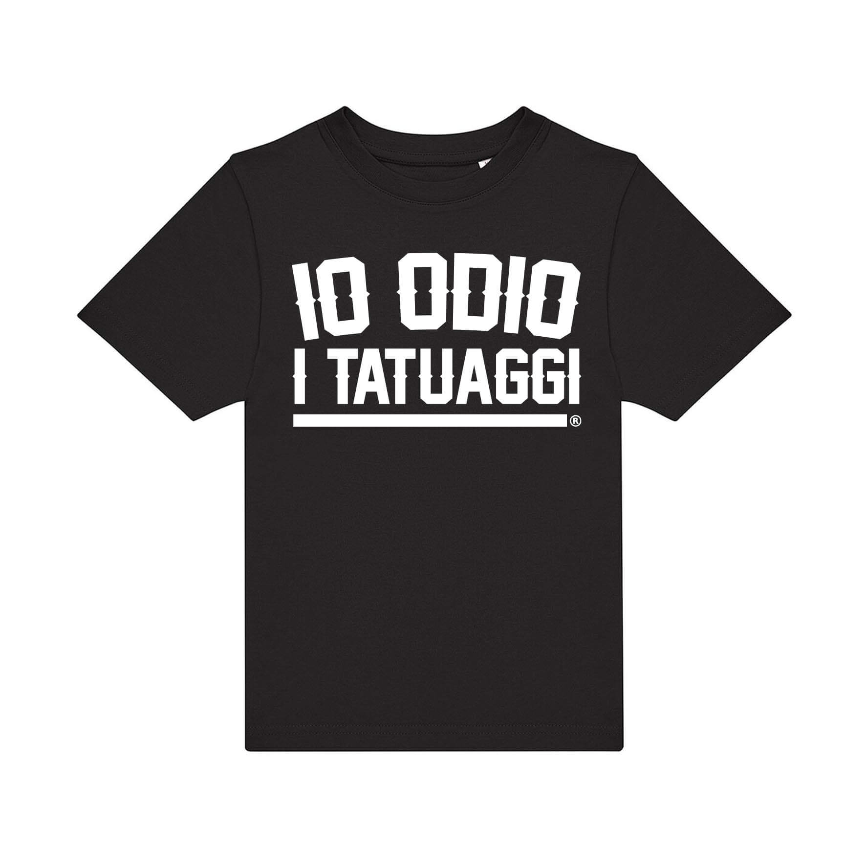 T-SHIRT BAMBINO IO ODIO I TATUAGGI - NERA/ SCRITTA BIANCA - FRONTE