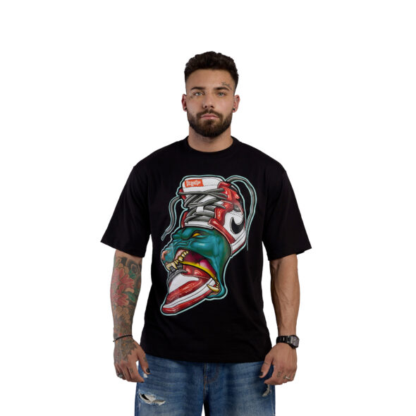 T-SHIRT OVERSIZE BAD SNEAKER - ANTIKORPO BRAIN - NERA - FRONTE