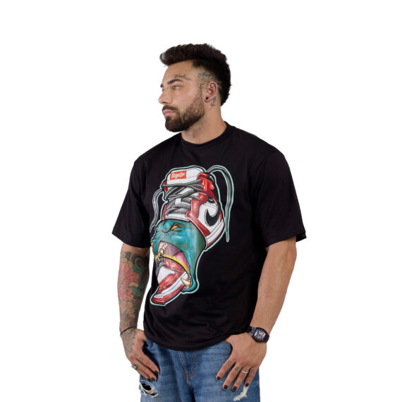 T-SHIRT OVERSIZE BAD SNEAKER - ANTIKORPO BRAIN - NERA - FRONTE