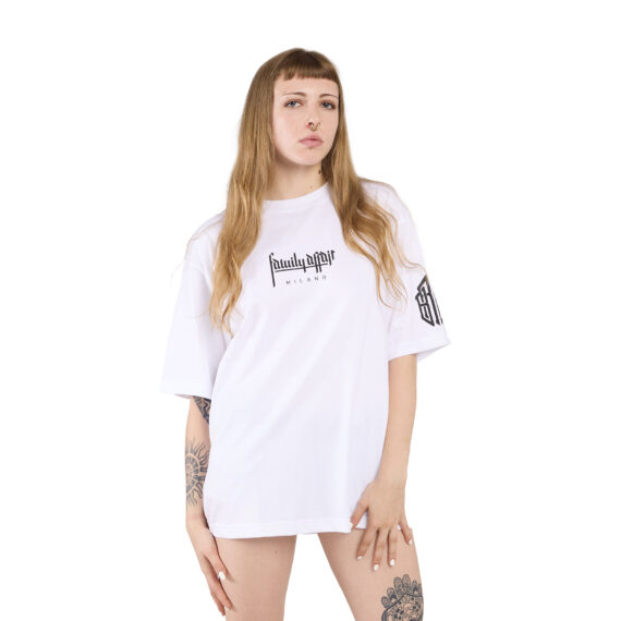 T-SHIRT OVERSIZE CUORE SACRO - BROS - DONNA BIANCA - FRONTE