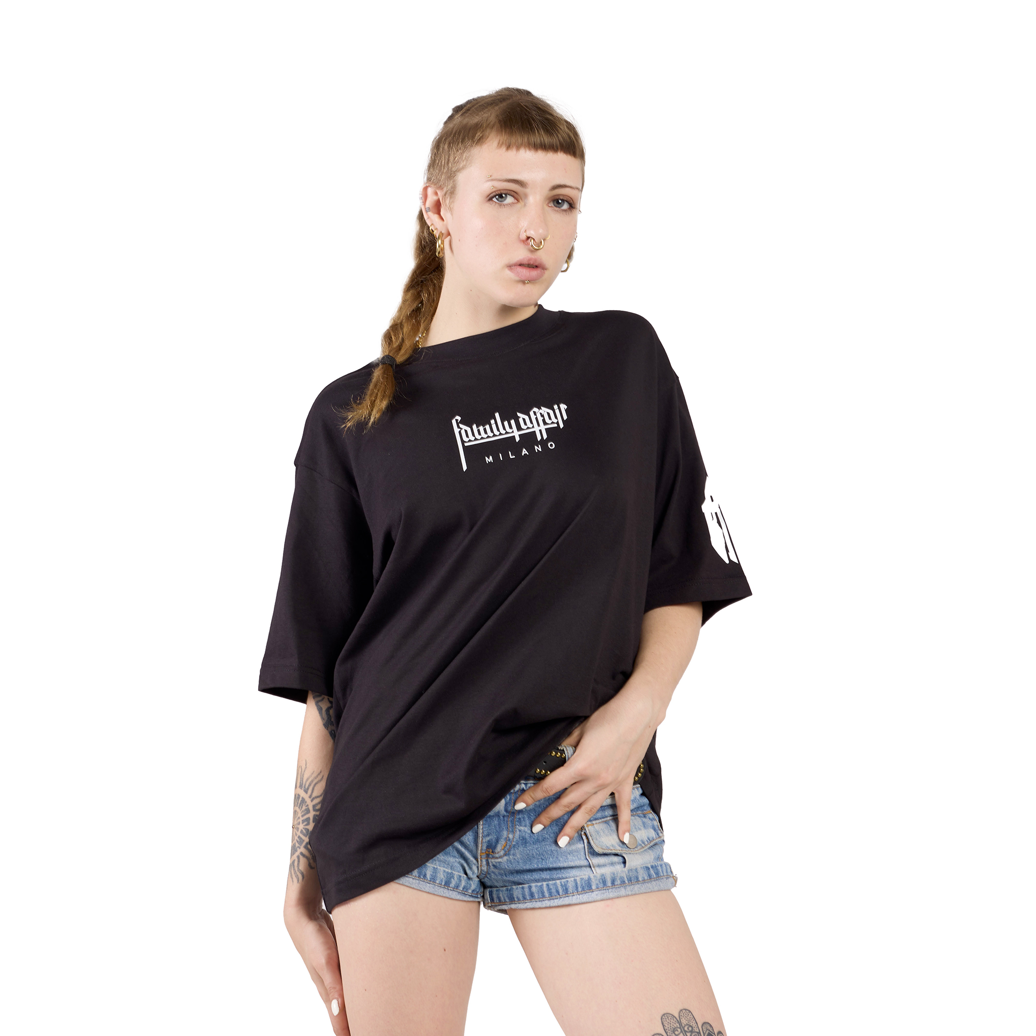 T-SHIRT OVERSIZE CUORE SACRO - BROS - DONNA NERA