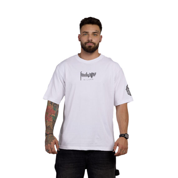T-SHIRT OVERSIZE BROS - UOMO BIANCA - FRONTE