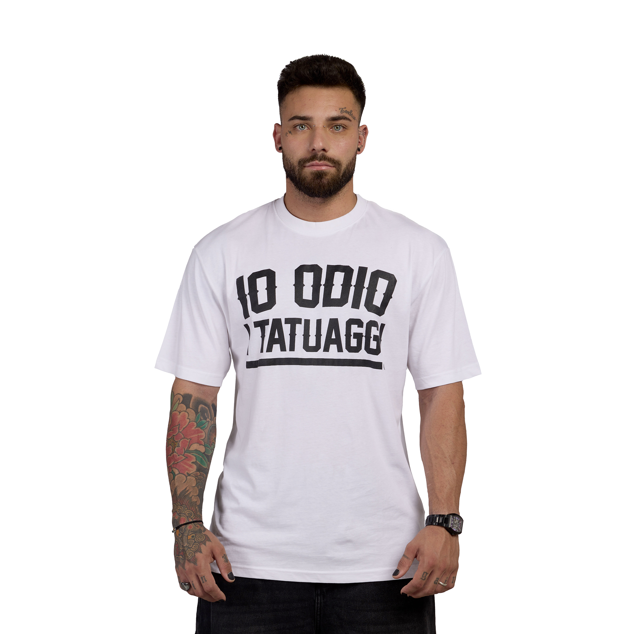 T-SHIRT OVERSIZE IO ODIO I TATUAGGI - UNISEX BIANCA
