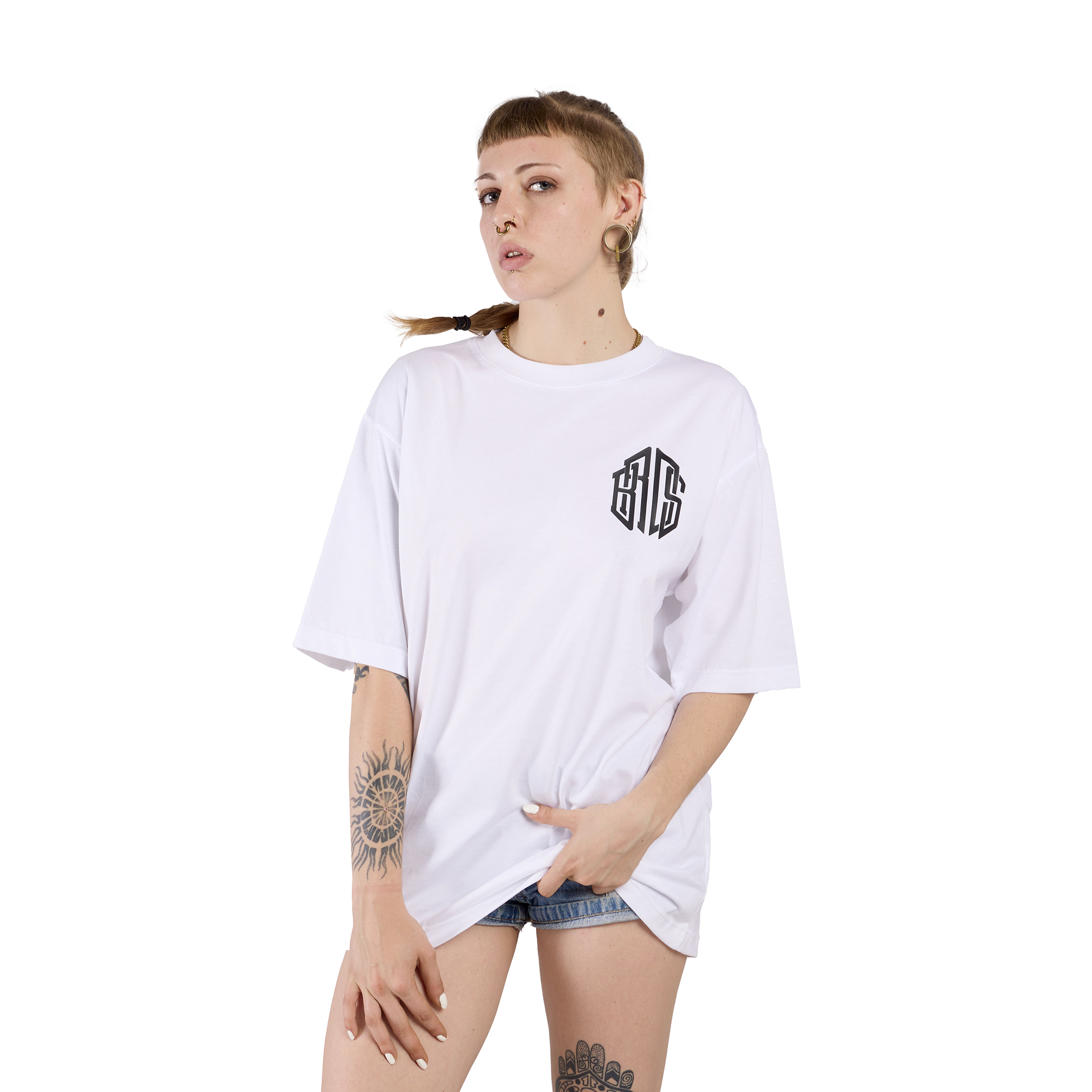 T-SHIRT OVERSIZE LADY BUTTERFLY - BROS - DONNA BIANCA - FRONTE