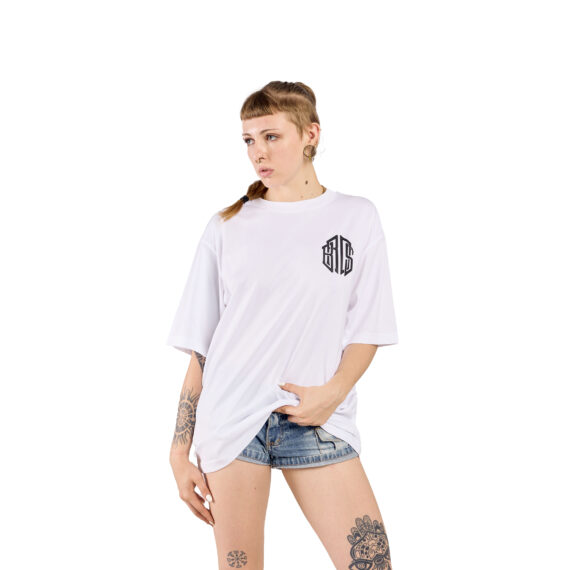 T-SHIRT OVERSIZE LADY BUTTERFLY - BROS - DONNA BIANCA - FRONTE