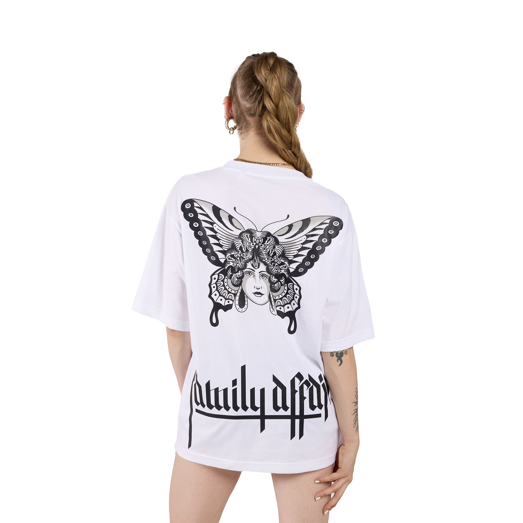 T-SHIRT OVERSIZE LADY BUTTERFLY - BROS - DONNA BIANCA - RETRO