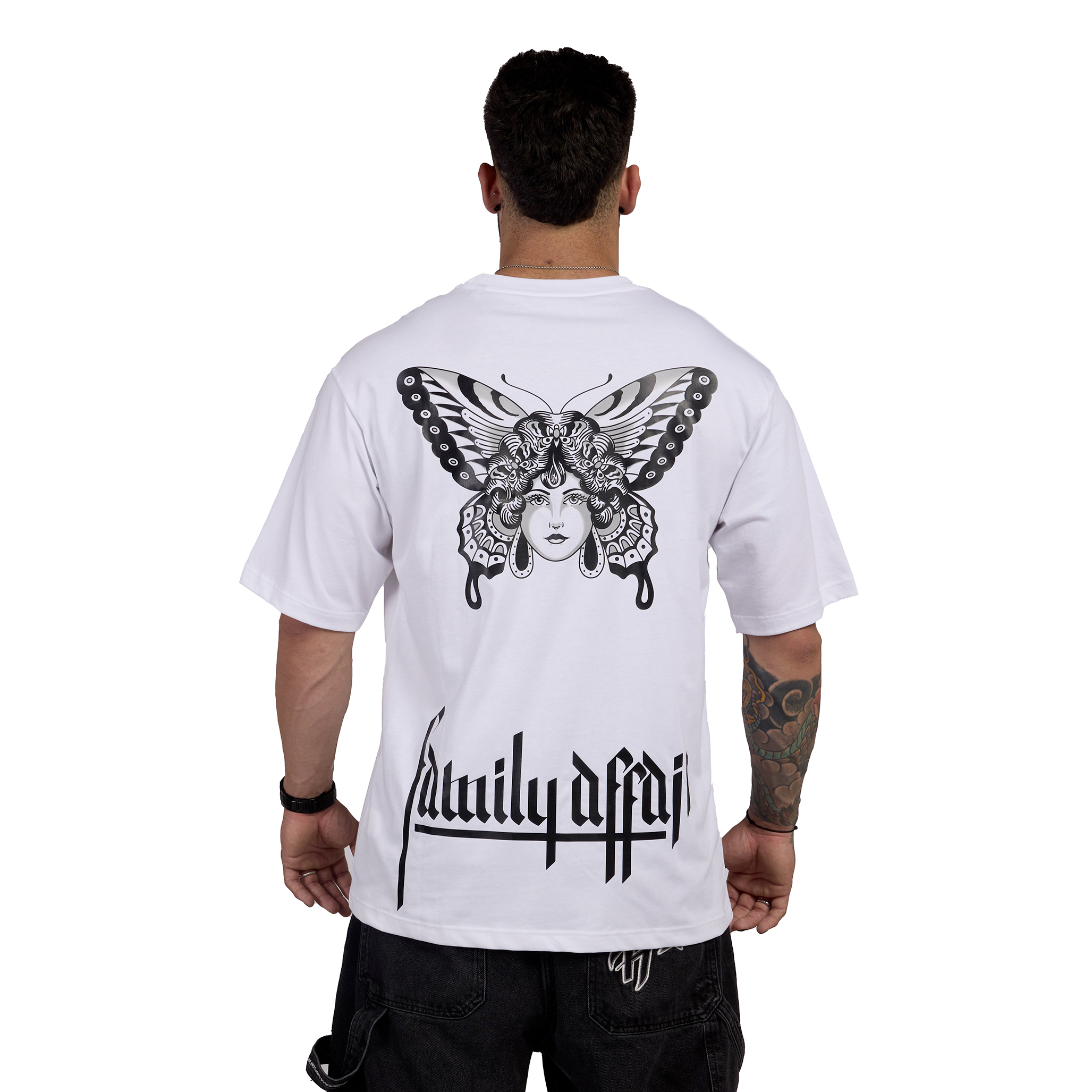T-SHIRT OVERSIZE LADY BUTTERFLY - BROS - UOMO BIANCA - RETRO