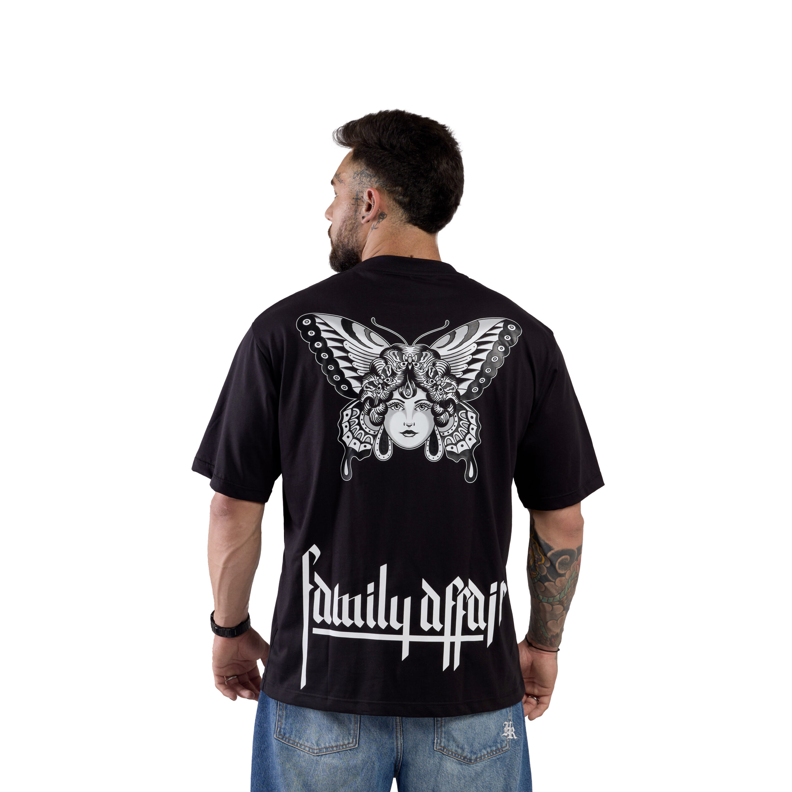 T-SHIRT OVERSIZE LADY BUTTERFLY - BROS - UOMO NERA - RETRO