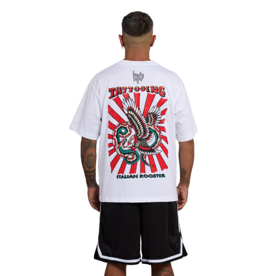 T-SHIRT OVERSIZE ITALIAN ROOSTER - ANDREOLI - BIANCA - RETRO