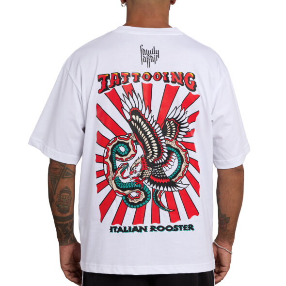 T-SHIRT OVERSIZE ITALIAN ROOSTER - ANDREOLI - BIANCA - RETRO