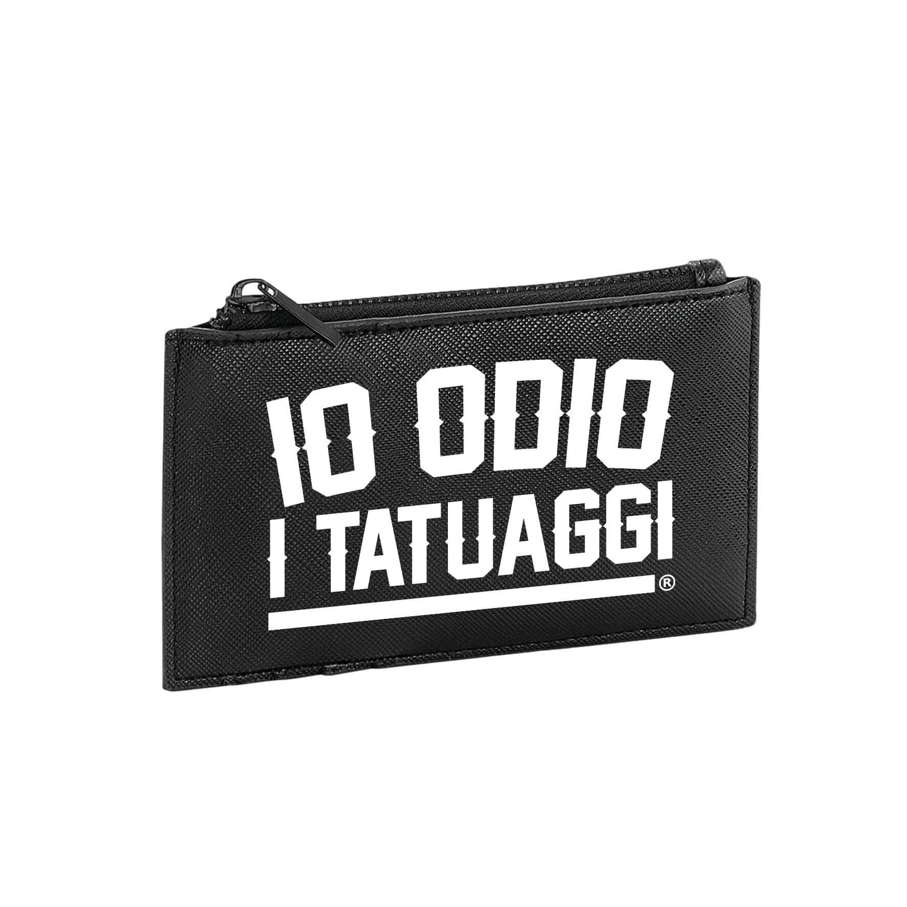 PORTA CARTE - IO ODIO I TATUAGGI - BIANCO - FRONTE