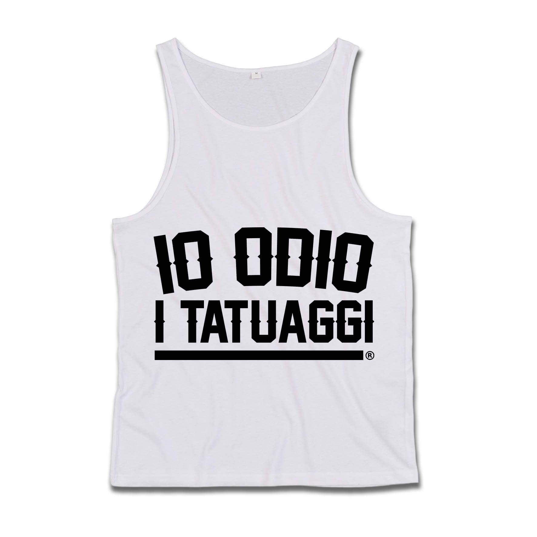 CANOTTA UNISEX - "IO ODIO I TATUAGGI" - BIANCA - FRONTE