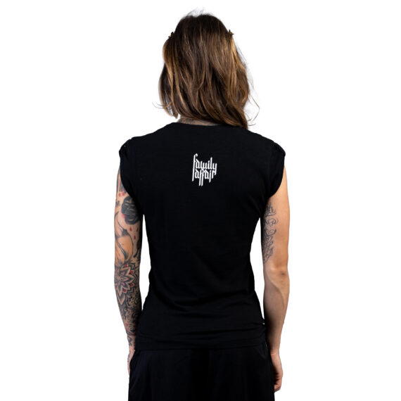 T-SHIRT LADY FIAMMATA - "IO ODIO I TATUAGGI" - DONNA -NERA - RETRO