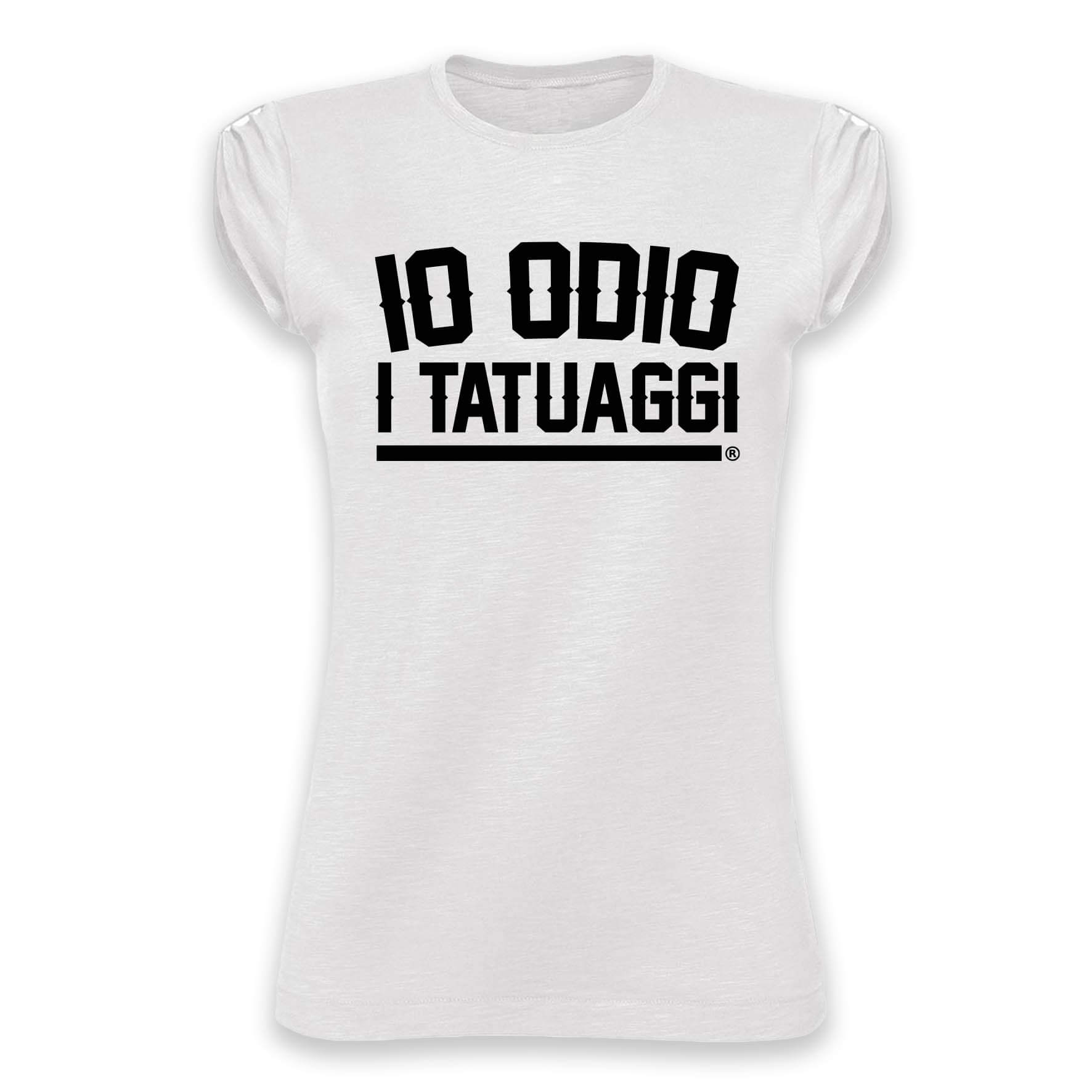 T-SHIRT LADY FIAMMATA - "IO ODIO I TATUAGGI" - DONNA -BIANCA - FRONTE T-SHIRT LADY FIAMMATA - "IO ODIO I TATUAGGI" - DONNA -BIANCA - FRONTE