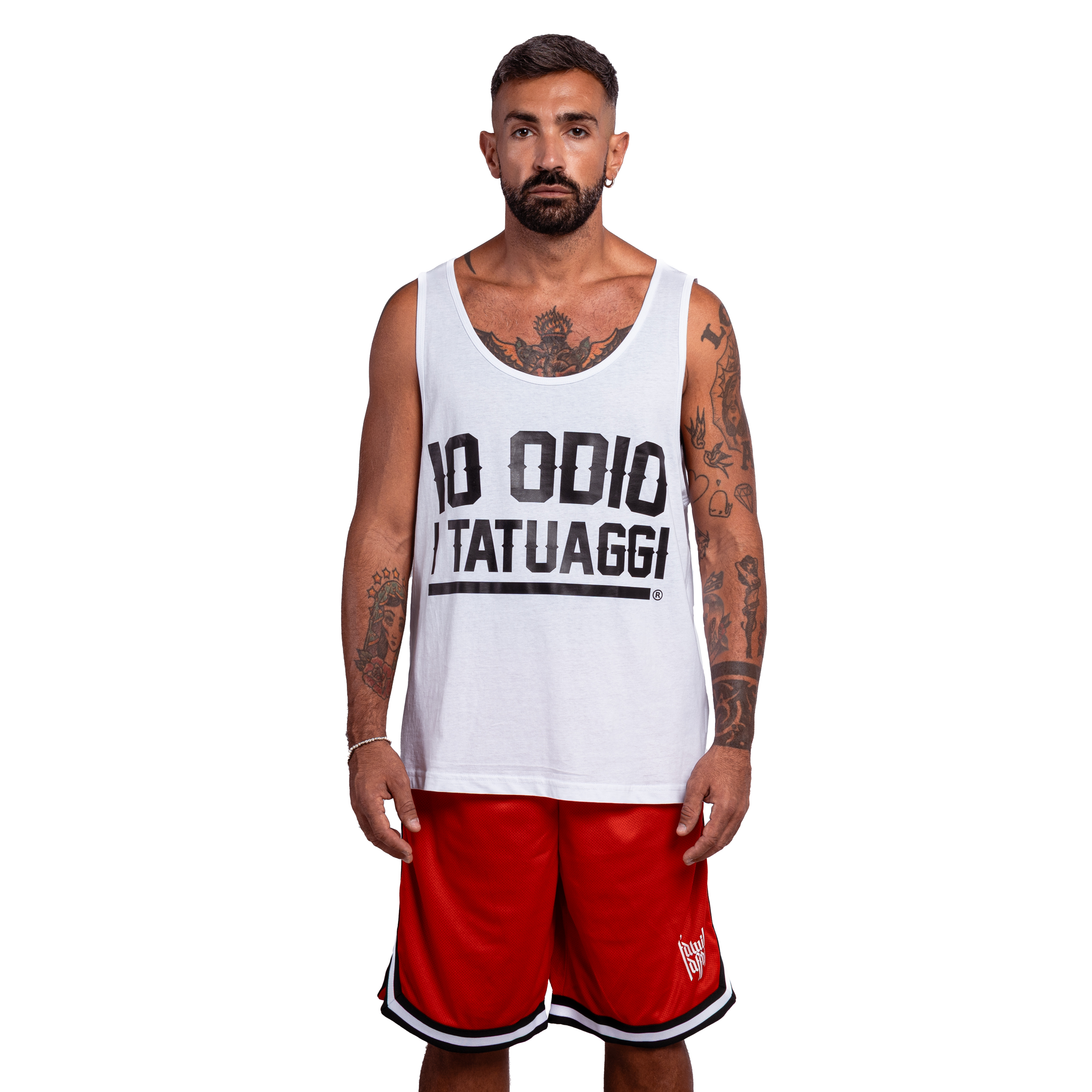 CANOTTA UNISEX - "IO ODIO I TATUAGGI" - BIANCA - FRONTE