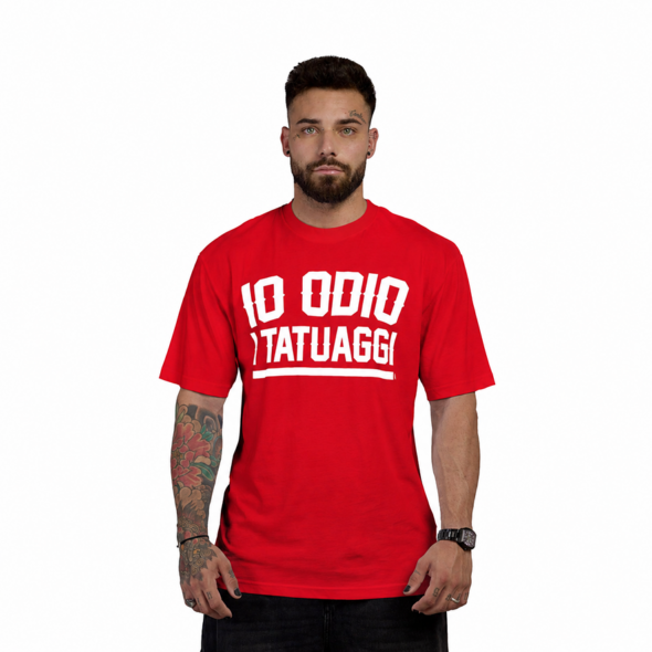 T-SHIRT OVERSIZE - Io odio i tatuaggi - Red